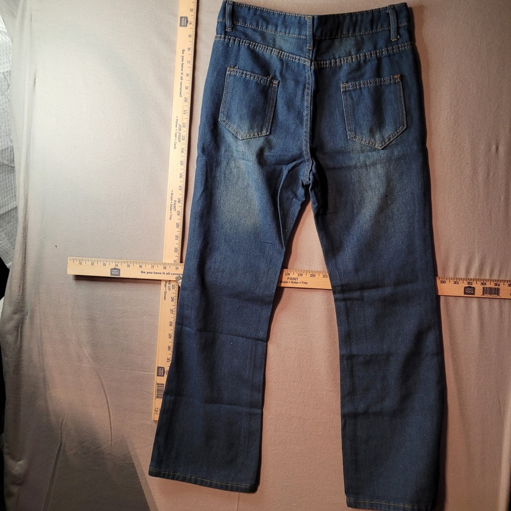 Unbranded Blue Medium Wash Straight Leg Denim Jeans Elastic Back Waist Size M
